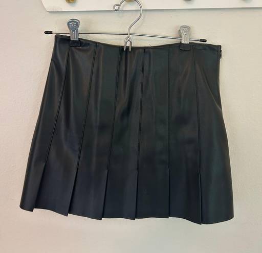 ZARA Black Leather Pleated Skirt