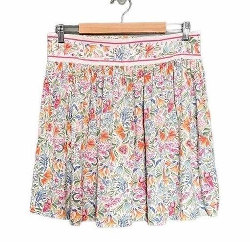 Rachel Zoe NWT  Floral Mini Skirt With Contrasting Band Preppy Pleats Size Large