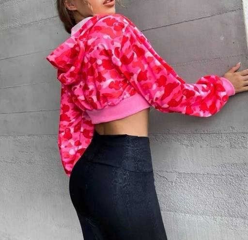 FashioNova Pink Camo Crop Zip Up