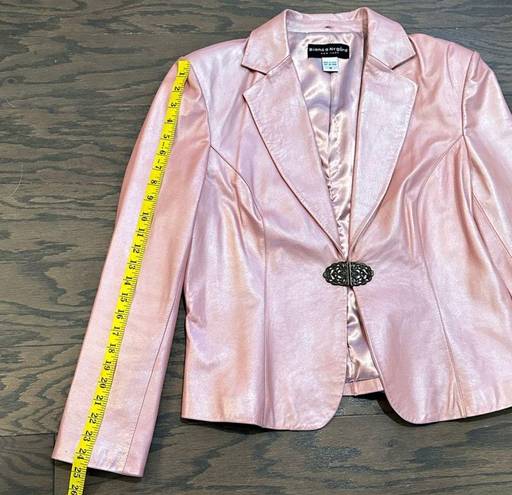 Bianco Nygard Pink Shimmer Leather Blazer Size 16