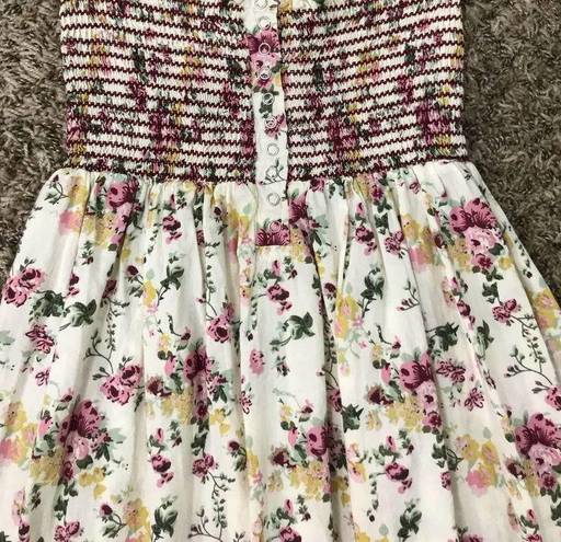 Fun & Flirt sleeveless smocked floral mini dress