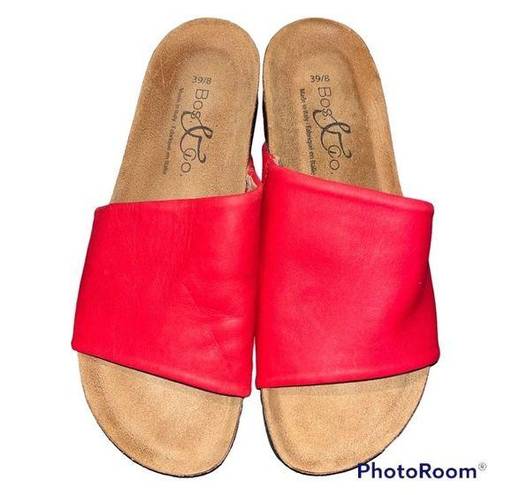 Krass&co NEW Bos. & . Red Leather Lux Slide Sandals