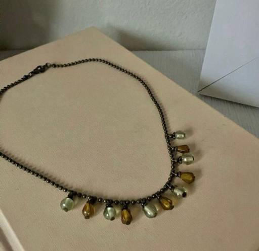 American Vintage Vintage “Saratoga” Brown Drop Bead Necklace Bohemian Tan Cream Gray Neutral