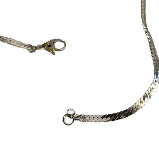 Monet Vintage  16" Silver Tone Herringbone Snake Chain Necklace