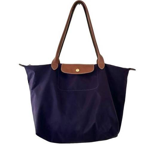 Longchamp  Le Pliage Nylon Tote Large Bag - Plum Purple