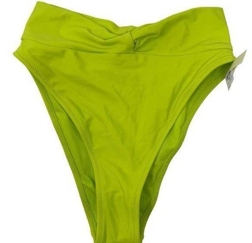 Aerie  Size S High Cut Cheeky Bikini Bottom Crossover Twist Waistband Green NEW