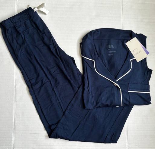 Stars Above Women's Soft Long Sleeve Top and Long pants Pajama Set Navy blue L