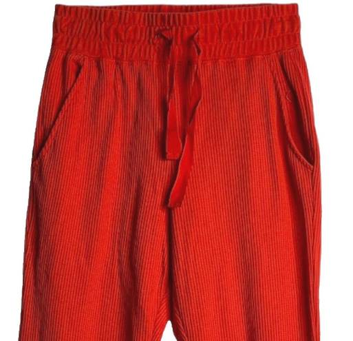 Zyia  Active Pants Womens Medium Orange Red Don't Wake Me Thermal Waffle Joggers