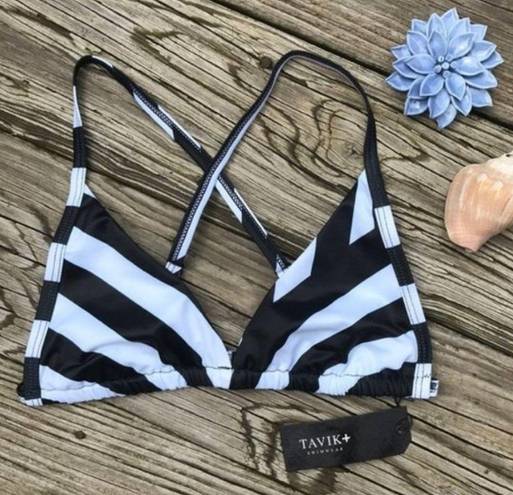 Tavik swim Black and White Striped Tavik Vivienne Triangle Bikini Top