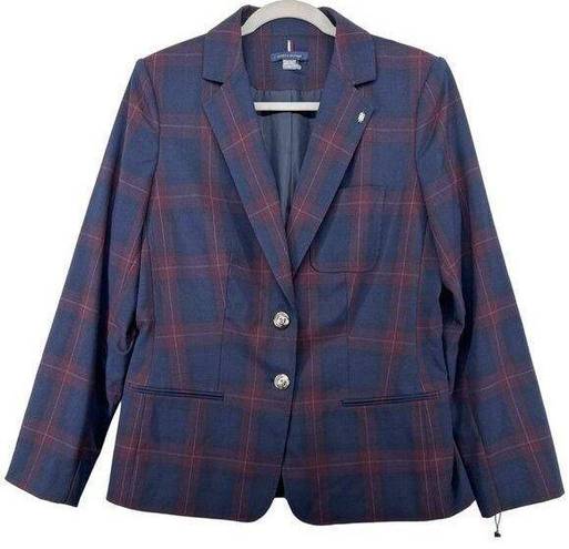 Tommy Hilfiger  Womens Blazer Jacket Blue Plaid NEW Preppy Equestrian Academia