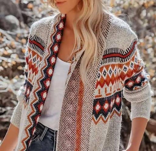 FATE. Aztec Boho Hooded Cardigan Sweater Size Large NEW Stitch Fix