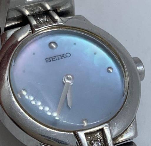 Seiko Vintage  19mm Women's  Diamonds Pearl tone Dial 1N00-0GN0 6” w/battery