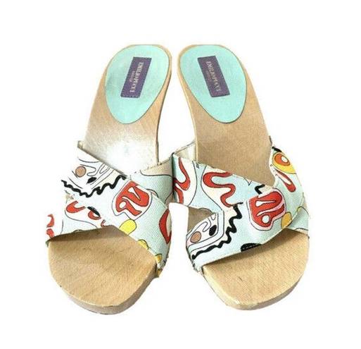 Emilio Pucci  Slip-on Black Wedge Open Toe Designer Sandals Italy US 4.5 EU 35