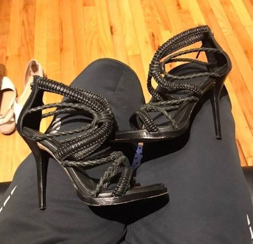 L.A.M.B. Gwen Stefani Rope Woven Sandals Rave Stilettos Pumps Sz 6