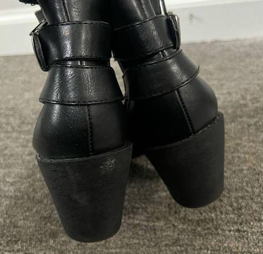 Charlotte Russe  Black Miley Faux Leather Heeled Ankle Boots Size 7 US