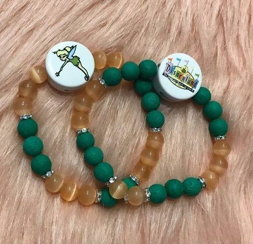 Tinker Bell & Disneyland Sign Glass Cat’s Eye & Lava Bead Friendship Bracelets