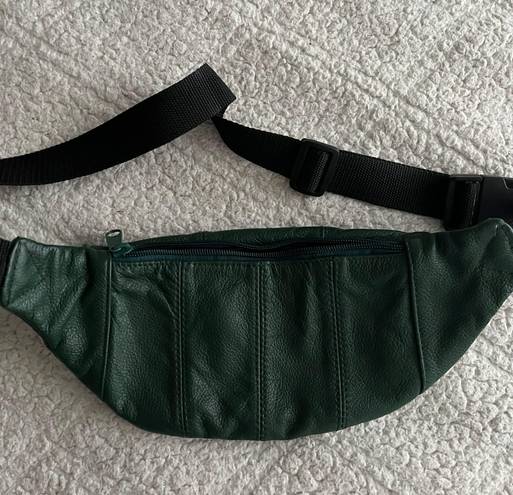 Vintage Green Leather Fanny Pack