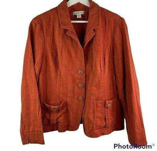 Coldwater Creek  Fall Orange Blazer Long Sleeve Button Front Up Jacket Women's 16