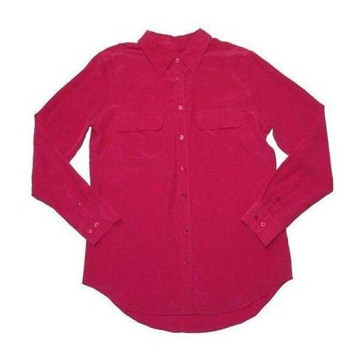 Equipment NWT  Slim Signature in Persian Red Washed Silk Button Down Shirt M $204