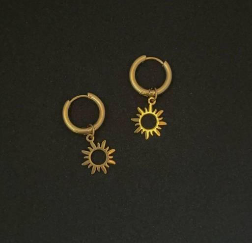 18K Gold Plated Sun Dangle Drop Earrings for Women