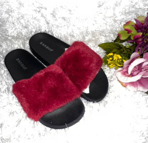 Bamboo Faux Fur Slides