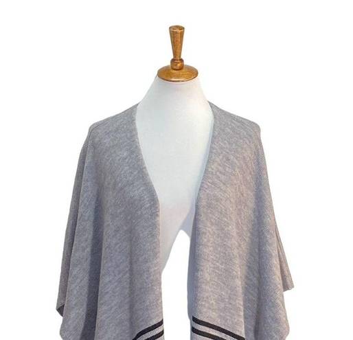 Cupcakes and Cashmere  Striped Poncho Gray Size L Bohemian Minimalist Coastal