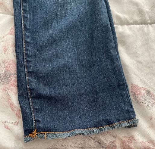 Torrid Denim Dark Wash Lightly Distressed Bootcut Raw Hem Jeans, size 12