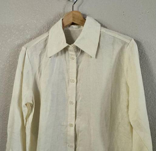 Oak + Fort  NWT 100% Linen Cream Button Up Shirt Collar Womens size XS