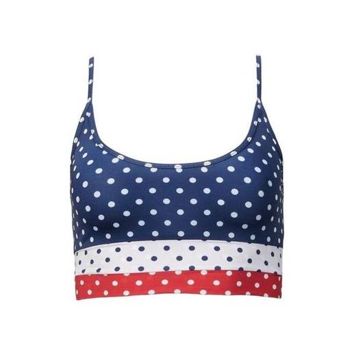 Beach Riot NEW  Eva Cropped Tank Bikini Top Polka Dot Red White Blue Size Small