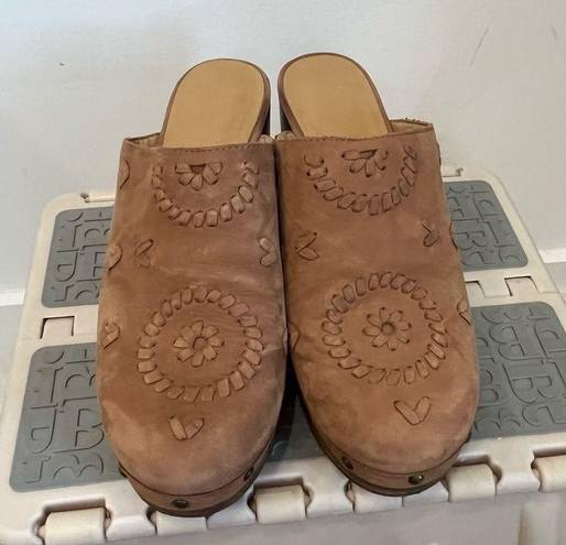 Jack Rogers  Brown Clogs Size 7 M Heel Wood Leather Heels Slip OnJack