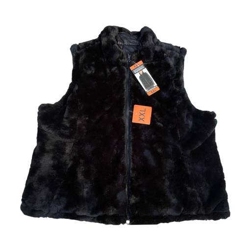 Nicole Miller Brand New  Reversible Black Puffer Faux Fur Vest