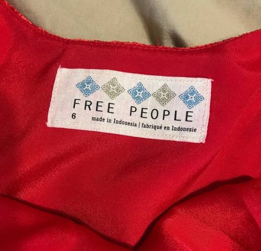 Free People Red Velvet Chiffon Mini Dress