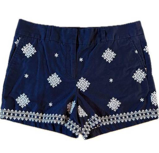 The Loft ‎ Outlet Women's Navy Blue Embroidered Chino Shorts Size 6