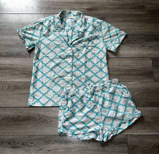 Roller Rabbit  Cotton Jemina Livy Lulu Lounge set Pjs in Turquoise XS