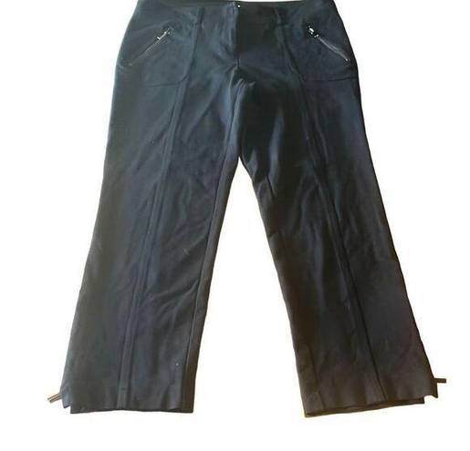 Cache  Womens 10 Vintage Black Cropped Mid Rise Zipper Detail Slacks Pants