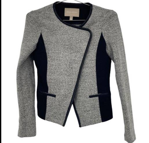 Banana Republic Gray and Black Asymmetrical Moto Wool Blend Jacket