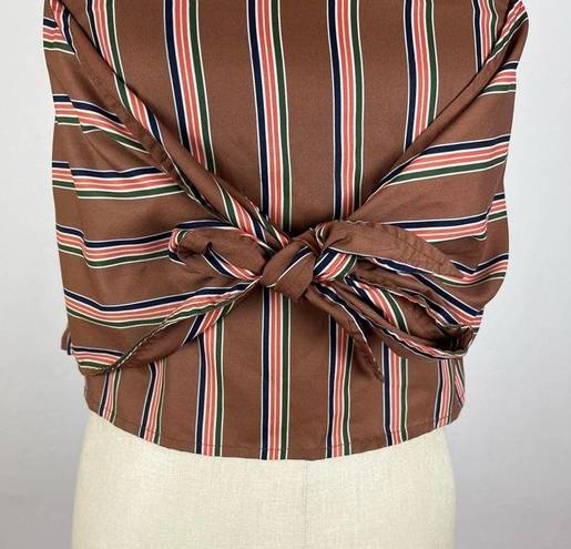 J.O.A. Brown Stripe Knot Crop Top