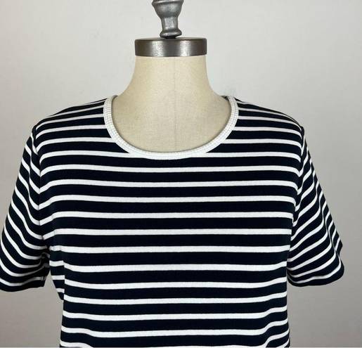 Oak + Fort  Blue Stripe Short Sleeve Top Small