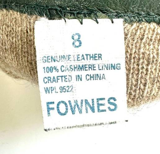 Vintage Fownes Green Leather Cashmere Lined Gloves Size 8