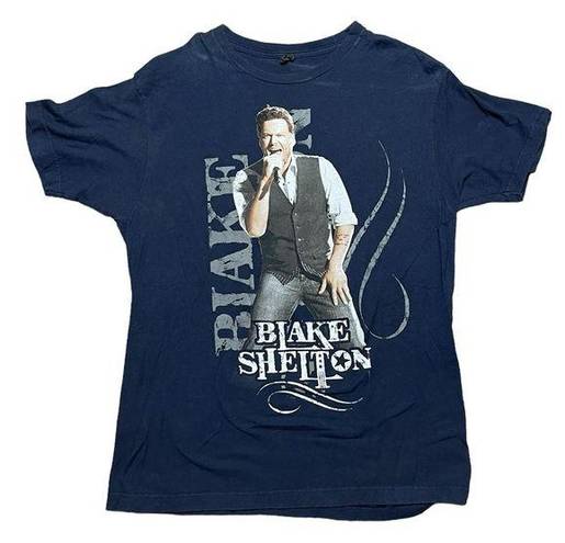 Tultex Blake Shelton 2014 Ten times crazier tour crew neck t-shirt size large navy blue