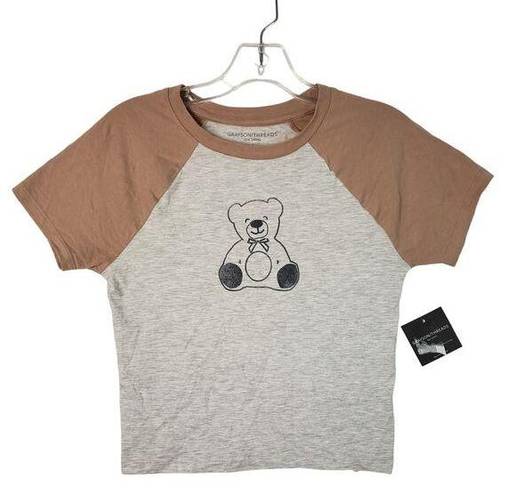 Grayson Threads  Raglan Women's Small Athletic Heather Cropped Teddy Bear TShirt