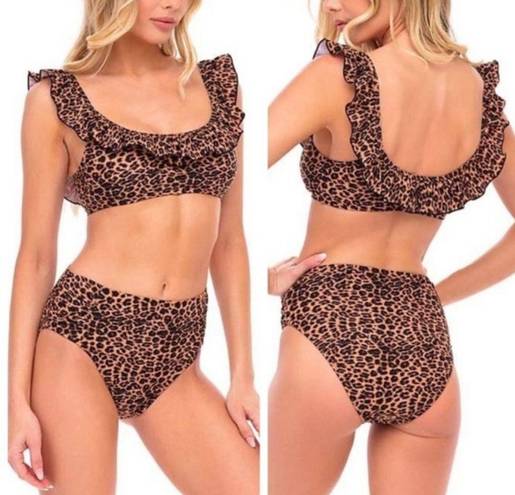 Cabana Del Sol Ruffle Cheetah Leopard Bikini