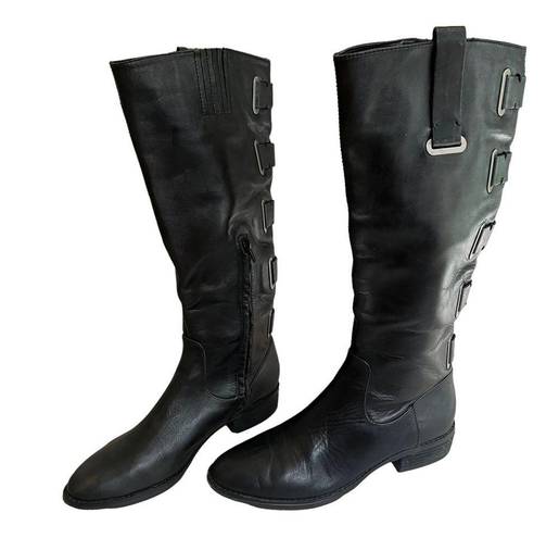 Arturo Chiang  Knee High Buckle Accent Leather Boots, Sz 7