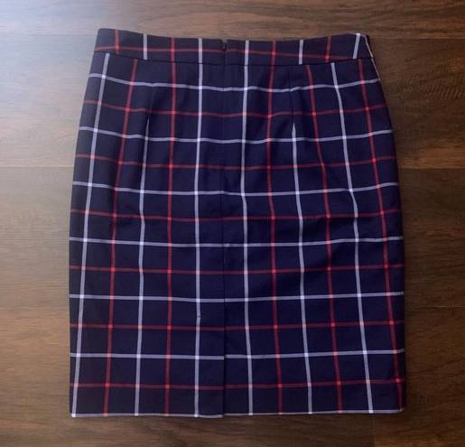 Tommy Hilfiger  navy blue and red plaid pencil skirt size 8 NWT