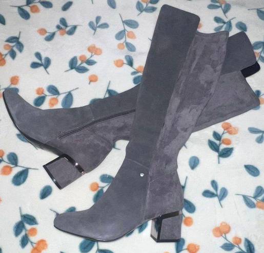 DKNY  Grey Suede Knee High Boots