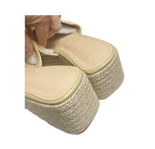 Tan Woven Espadrille Wedge Sandals Platform Espadrilles Womens 8 NEW