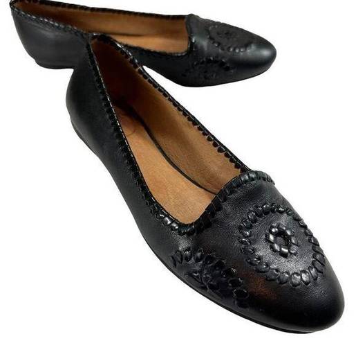 Jack Rogers  Waverly Black Leather Flats Women’s Size 8