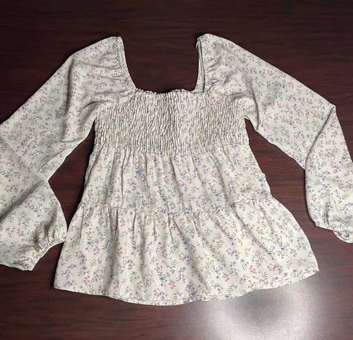 Paper Crane Smocked Floral Blouse- X-Small