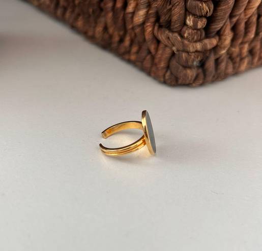 Onyx Adjustable  Gold Ring Size 6