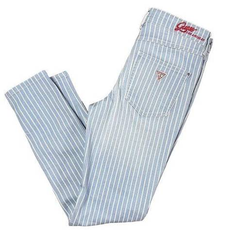 Guess  Blue Pinstripe 1981 Skinny High Rise Pants